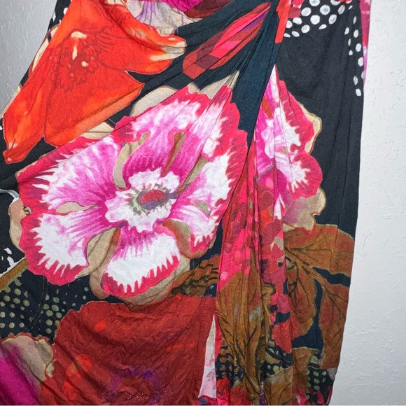 Desigual Azucena Midi Twist Front Floral Dress Size Large. - Picture 5 of 15